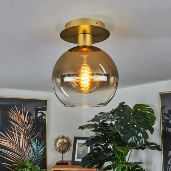 hofstein Plafonnier Pascal Laiton, 1 lumière* Lampes En Verre