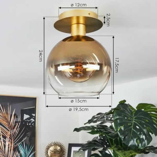 hofstein Plafonnier Pascal Laiton, 1 lumière* Lampes En Verre
