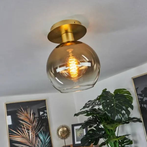 hofstein Plafonnier Pascal Laiton, 1 lumière* Lampes En Verre