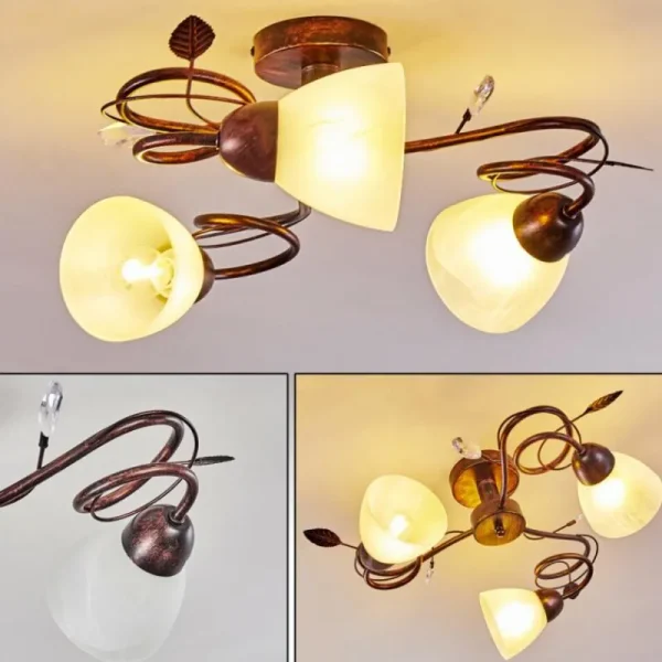 hofstein Plafonnier Peccia Rouille, 3 lumières* Lampes En Verre