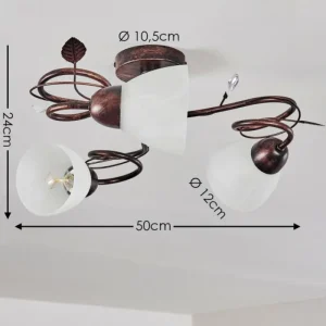 hofstein Plafonnier Peccia Rouille, 3 lumières* Lampes En Verre