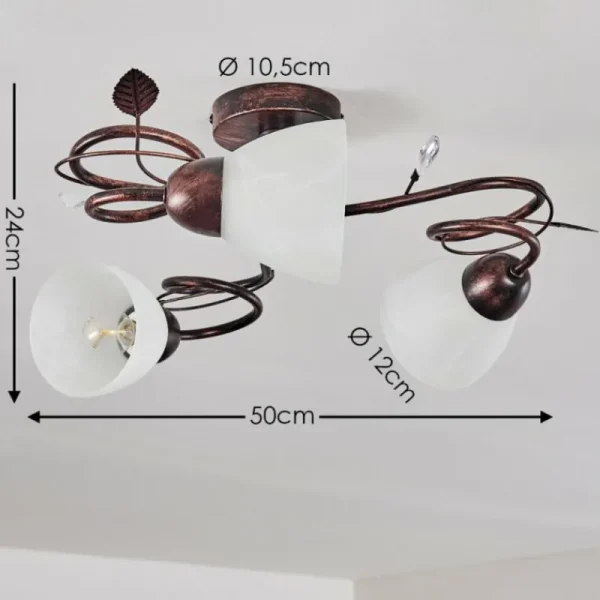 hofstein Plafonnier Peccia Rouille, 3 lumières* Lampes En Verre