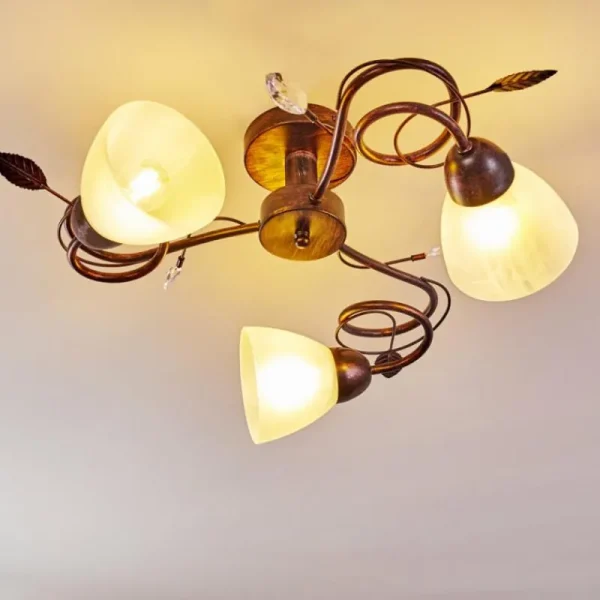 hofstein Plafonnier Peccia Rouille, 3 lumières* Lampes En Verre