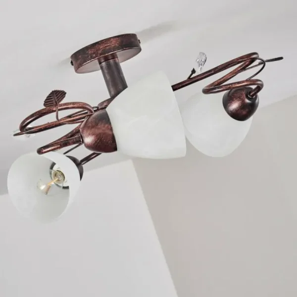 hofstein Plafonnier Peccia Rouille, 3 lumières* Lampes En Verre