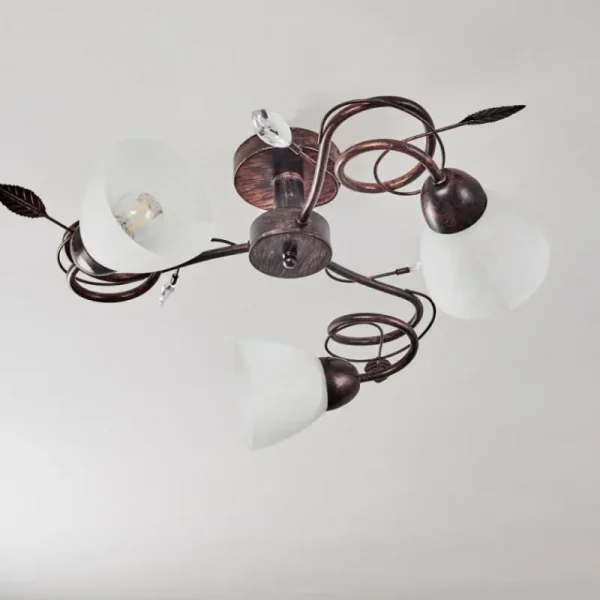 hofstein Plafonnier Peccia Rouille, 3 lumières* Lampes En Verre