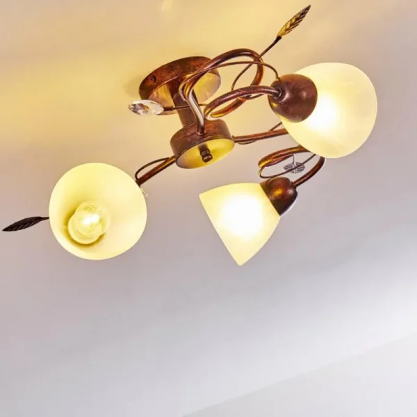 hofstein Plafonnier Peccia Rouille, 3 lumières* Lampes En Verre