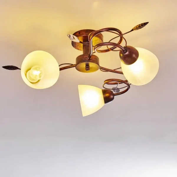 hofstein Plafonnier Peccia Rouille, 3 lumières* Lampes En Verre