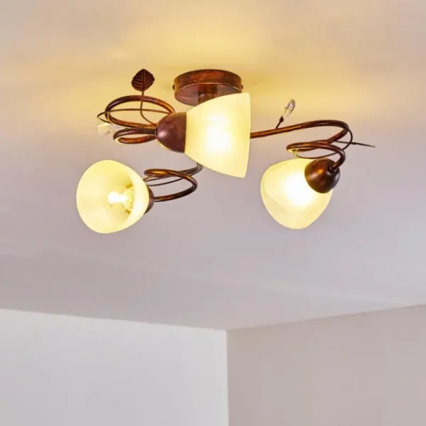 hofstein Plafonnier Peccia Rouille, 3 lumières* Lampes En Verre