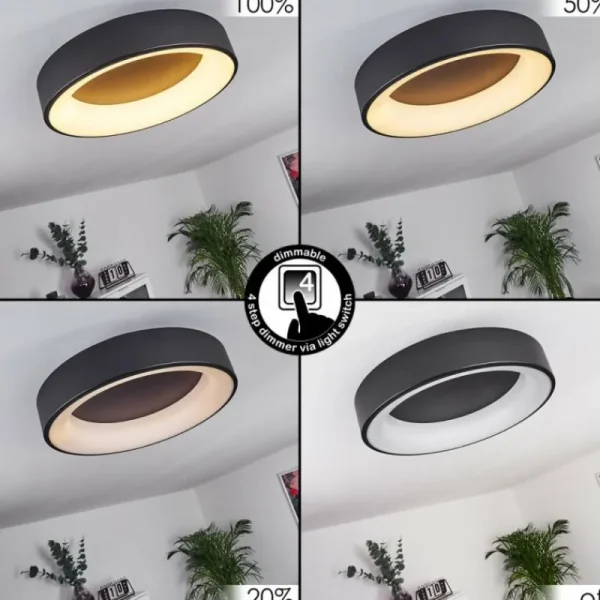 hofstein Plafonnier Pine LED Noir, 1 lumière* Lampes Modernes