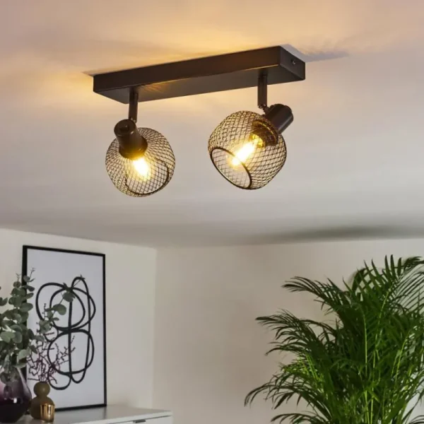 hofstein Plafonnier Pipisu Noir, 2 lumières* Lampes Modernes