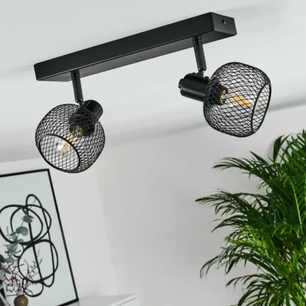 hofstein Plafonnier Pipisu Noir, 2 lumières* Lampes Modernes
