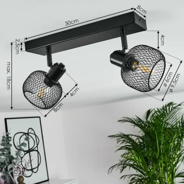 hofstein Plafonnier Pipisu Noir, 2 lumières* Lampes Modernes