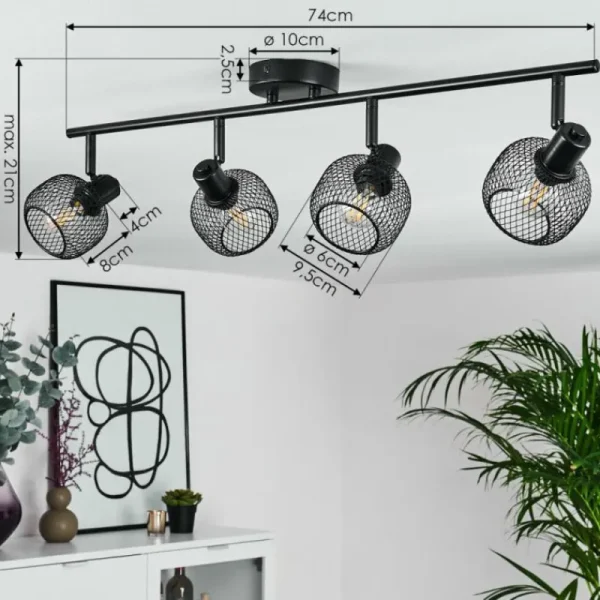 hofstein Plafonnier Pipisu Noir, 4 lumières* Lampes Modernes