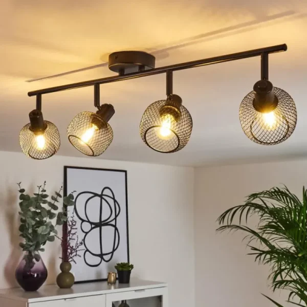 hofstein Plafonnier Pipisu Noir, 4 lumières* Lampes Modernes