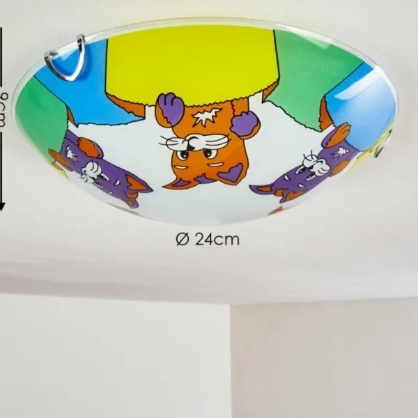 hofstein Plafonnier Pizzy Katze Chrome, Blanc, 2 lumières* Lampes En Verre