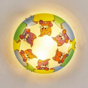 hofstein Plafonnier Pizzy Katze Chrome, Blanc, 2 lumières* Lampes En Verre