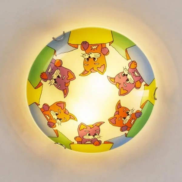 hofstein Plafonnier Pizzy Katze Chrome, Blanc, 2 lumières* Lampes En Verre