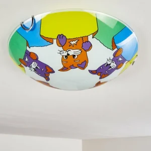 hofstein Plafonnier Pizzy Katze Chrome, Blanc, 2 lumières* Lampes En Verre