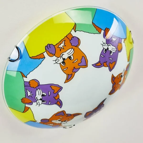 hofstein Plafonnier Pizzy Katze Chrome, Blanc, 2 lumières* Lampes En Verre