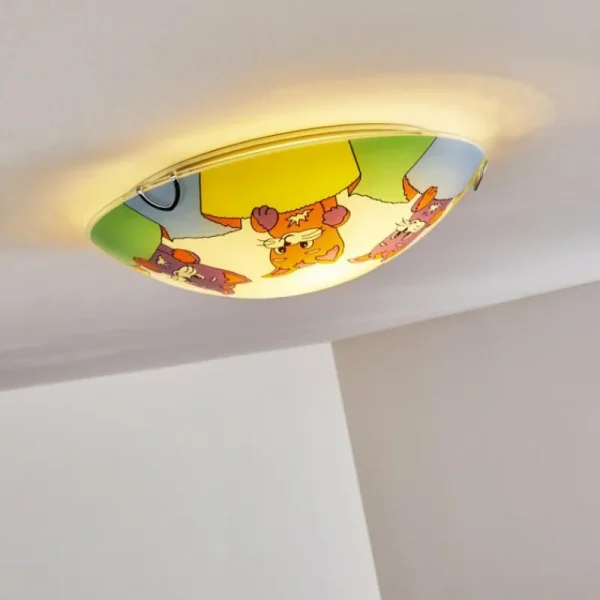 hofstein Plafonnier Pizzy Katze Chrome, Blanc, 2 lumières* Lampes En Verre