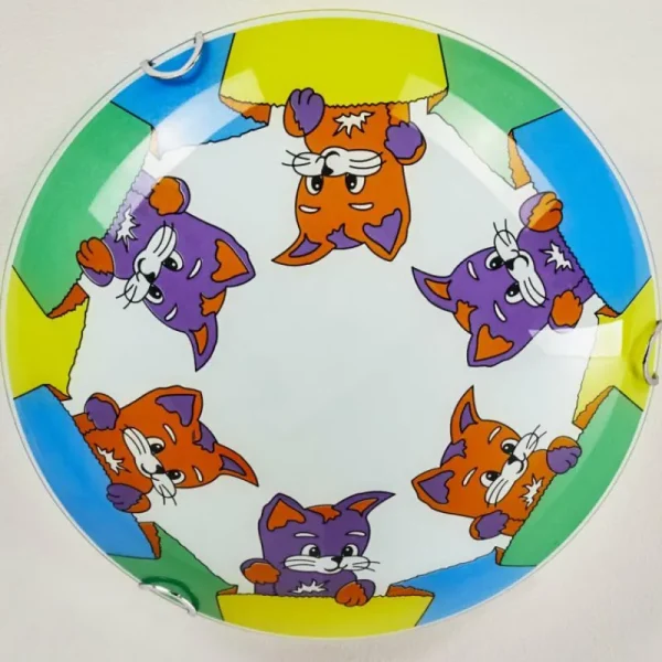 hofstein Plafonnier Pizzy Katze Chrome, Blanc, 2 lumières* Lampes En Verre