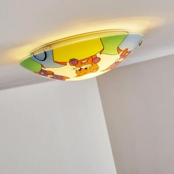 hofstein Plafonnier Pizzy Katze Chrome, Blanc, 2 lumières* Lampes En Verre