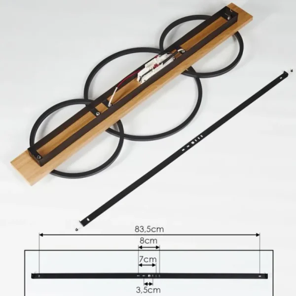 hofstein Plafonnier Pompu LED Bois clair, Noir, 3 lumières* Lampes Modernes