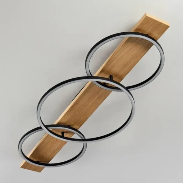 hofstein Plafonnier Pompu LED Bois clair, Noir, 3 lumières* Lampes Modernes