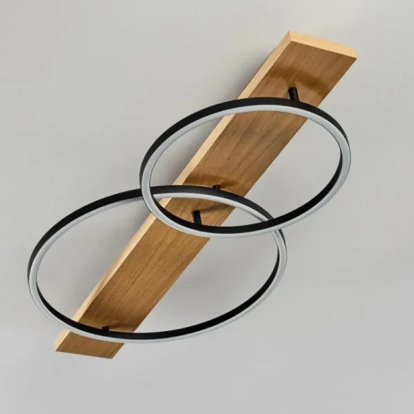 hofstein Plafonnier Pompu LED Bois clair, Noir, 2 lumières* Lampes Modernes