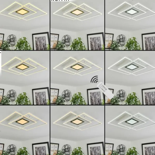 hofstein Plafonnier Popoy LED Blanc, 1 lumière, Télécommandes* Lampes Modernes