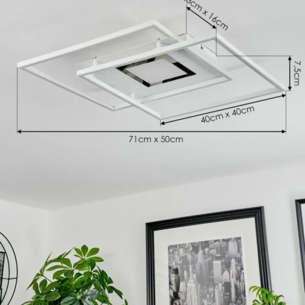 hofstein Plafonnier Popoy LED Blanc, 1 lumière, Télécommandes* Lampes Modernes