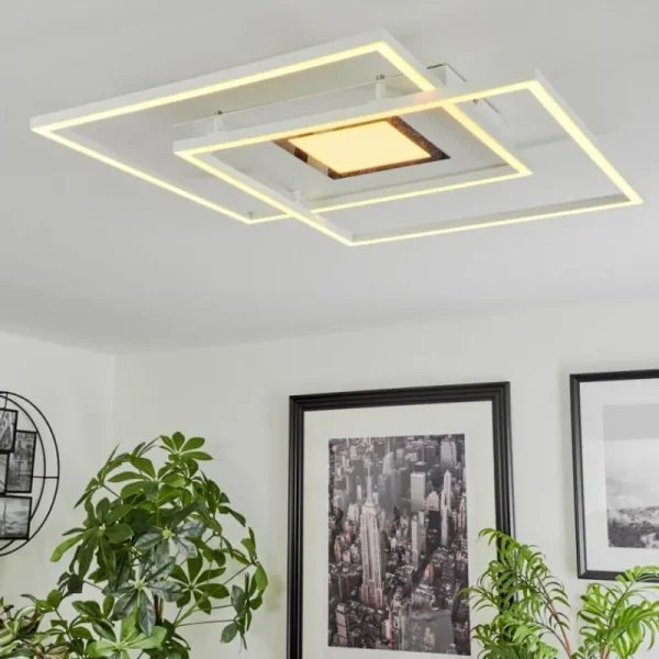 hofstein Plafonnier Popoy LED Blanc, 1 lumière, Télécommandes* Lampes Modernes