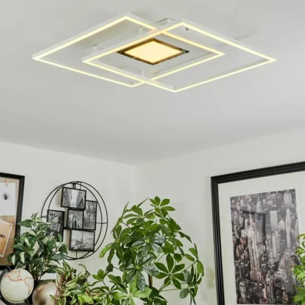 hofstein Plafonnier Popoy LED Blanc, 1 lumière, Télécommandes* Lampes Modernes