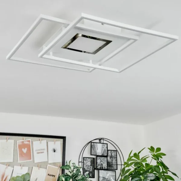 hofstein Plafonnier Popoy LED Blanc, 1 lumière, Télécommandes* Lampes Modernes