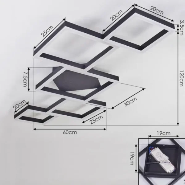 hofstein Plafonnier Pourao LED Noir, Blanc, 1 lumière, Télécommandes* Lampes Modernes