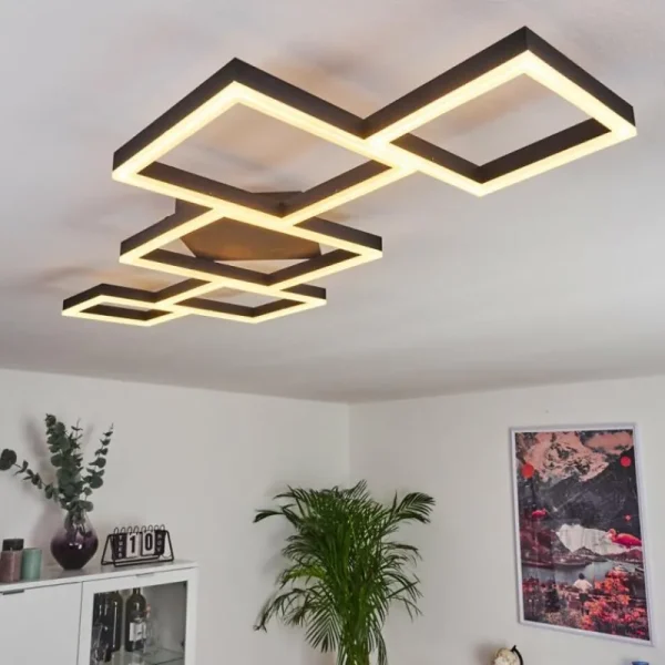 hofstein Plafonnier Pourao LED Noir, Blanc, 1 lumière, Télécommandes* Lampes Modernes