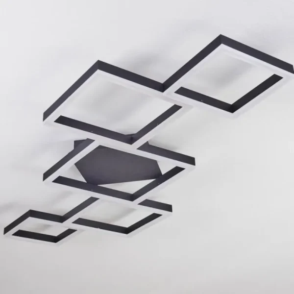 hofstein Plafonnier Pourao LED Noir, Blanc, 1 lumière, Télécommandes* Lampes Modernes