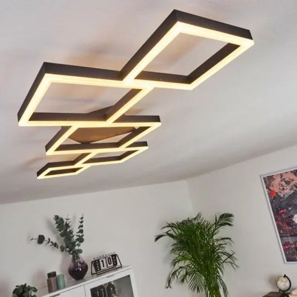 hofstein Plafonnier Pourao LED Noir, Blanc, 1 lumière, Télécommandes* Lampes Modernes