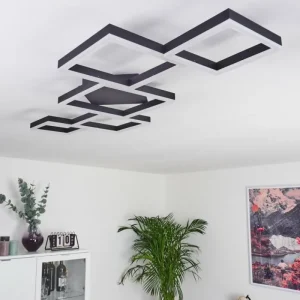 hofstein Plafonnier Pourao LED Noir, Blanc, 1 lumière, Télécommandes* Lampes Modernes