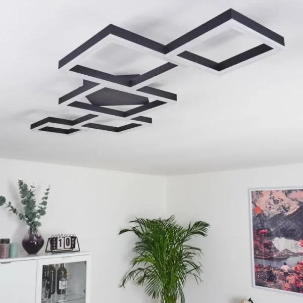 hofstein Plafonnier Pourao LED Noir, Blanc, 1 lumière, Télécommandes* Lampes Modernes