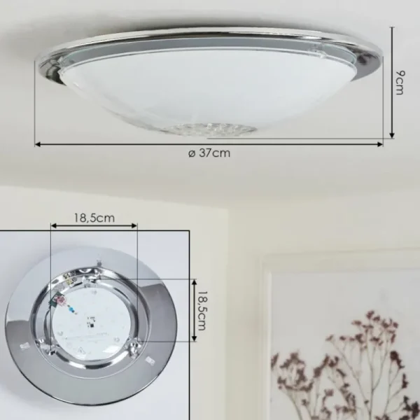 hofstein Plafonnier Pratteln LED Chrome, 1 lumière* Lampes En Verre