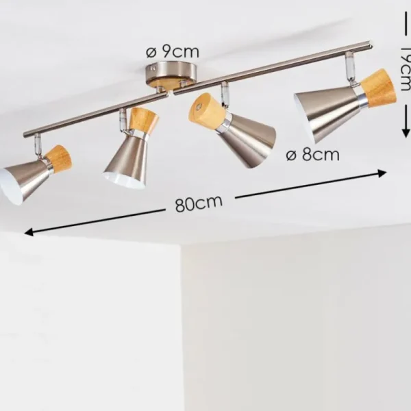 hofstein Plafonnier Pulau Bois clair, Nickel mat, 4 lumières* Lampes Modernes