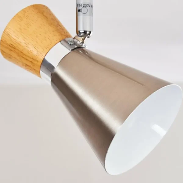 hofstein Plafonnier Pulau Bois clair, Nickel mat, 4 lumières* Lampes Modernes