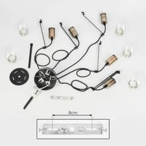 hofstein Plafonnier Quento Laiton, Noir, 5 lumières* Lampes En Verre