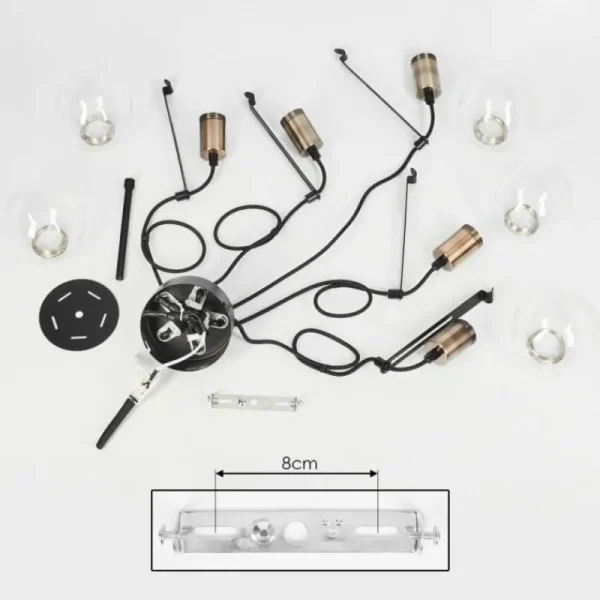 hofstein Plafonnier Quento Laiton, Noir, 5 lumières* Lampes En Verre