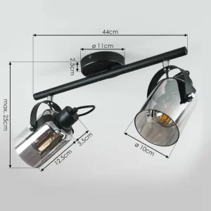 hofstein Plafonnier Quieri Noir, 2 lumières* Lampes Modernes
