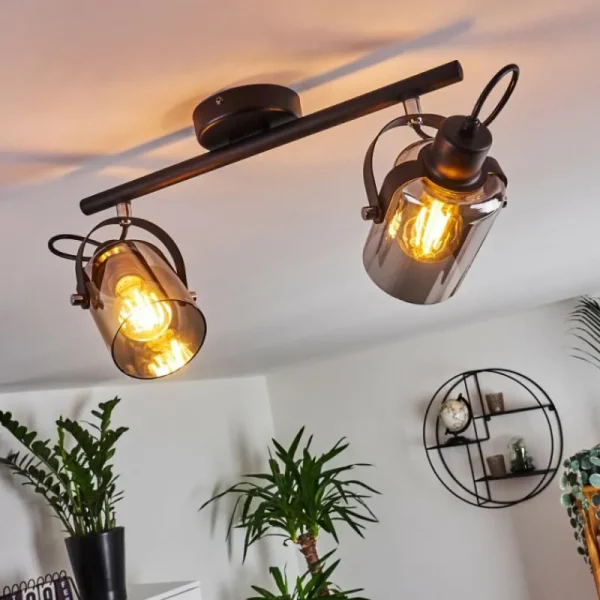 hofstein Plafonnier Quieri Noir, 2 lumières* Lampes Modernes