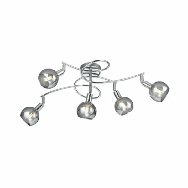 Luminaires Reality Plafonnier Reality BREST Chrome, 5 lumières* Lampes En Verre