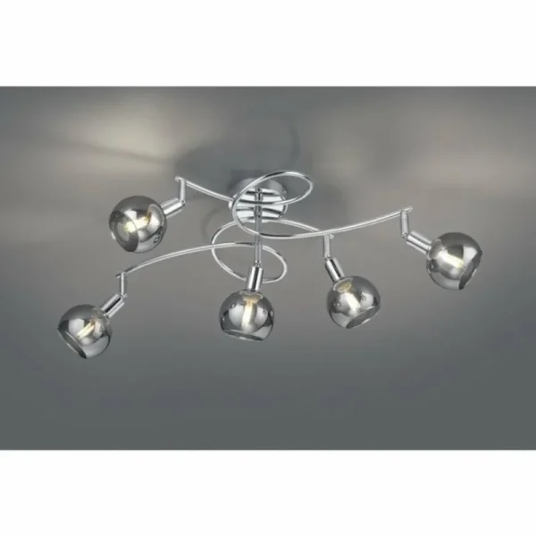 Luminaires Reality Plafonnier Reality BREST Chrome, 5 lumières* Lampes En Verre