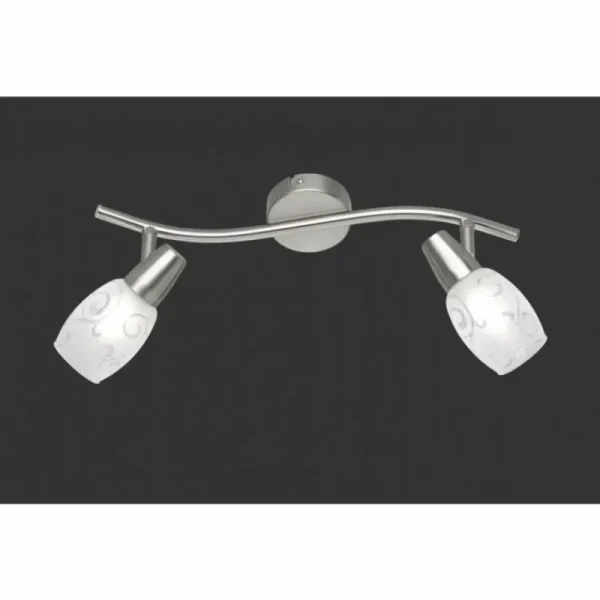 Luminaires Reality Plafonnier Reality Colmar Nickel mat, 2 lumières* Lampes En Verre